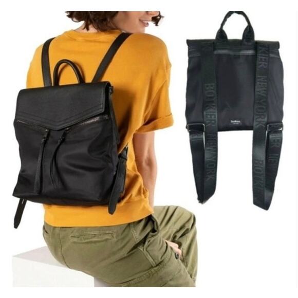NWT Botkier New York Black Trigger Nylon & Faux Leather Mini Backpack Bag